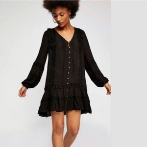 Free People Black snow angel mini tunic